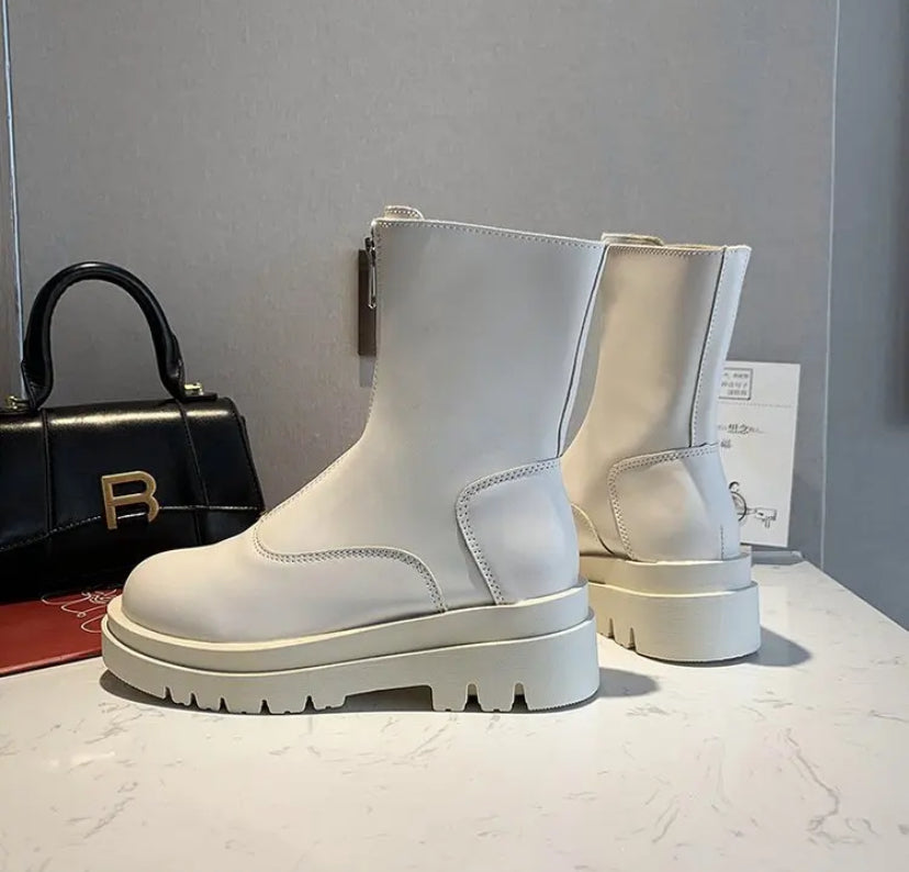 White and Black Casual Boots