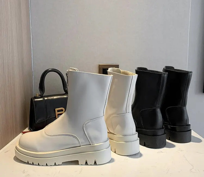 White and Black Casual Boots