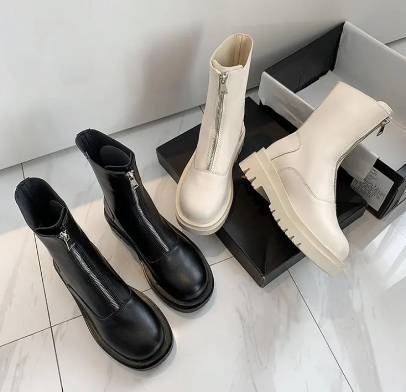 White and Black Casual Boots