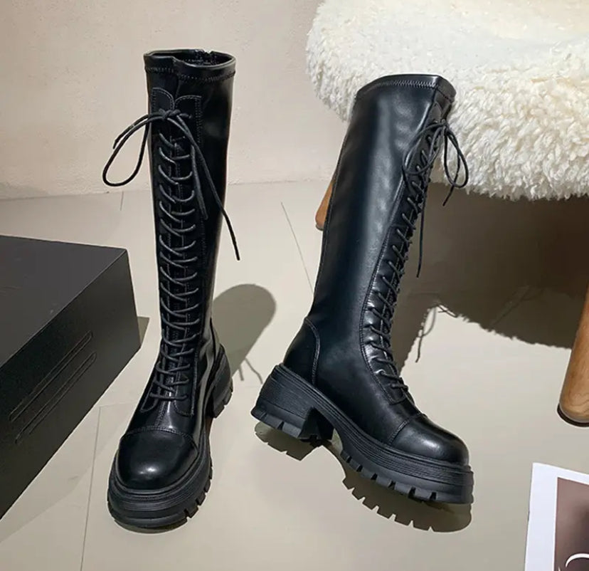 Brown, Black, White Boots