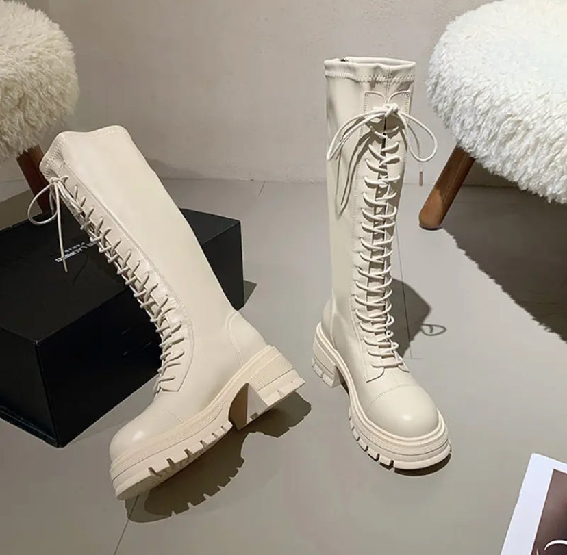 Brown, Black, White Boots
