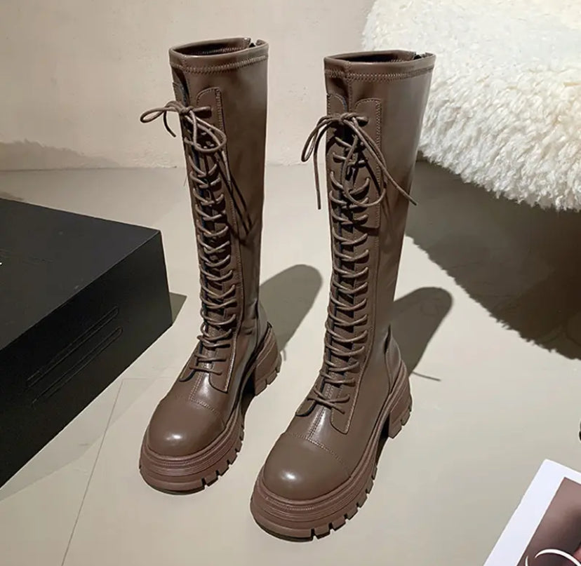 Brown, Black, White Boots
