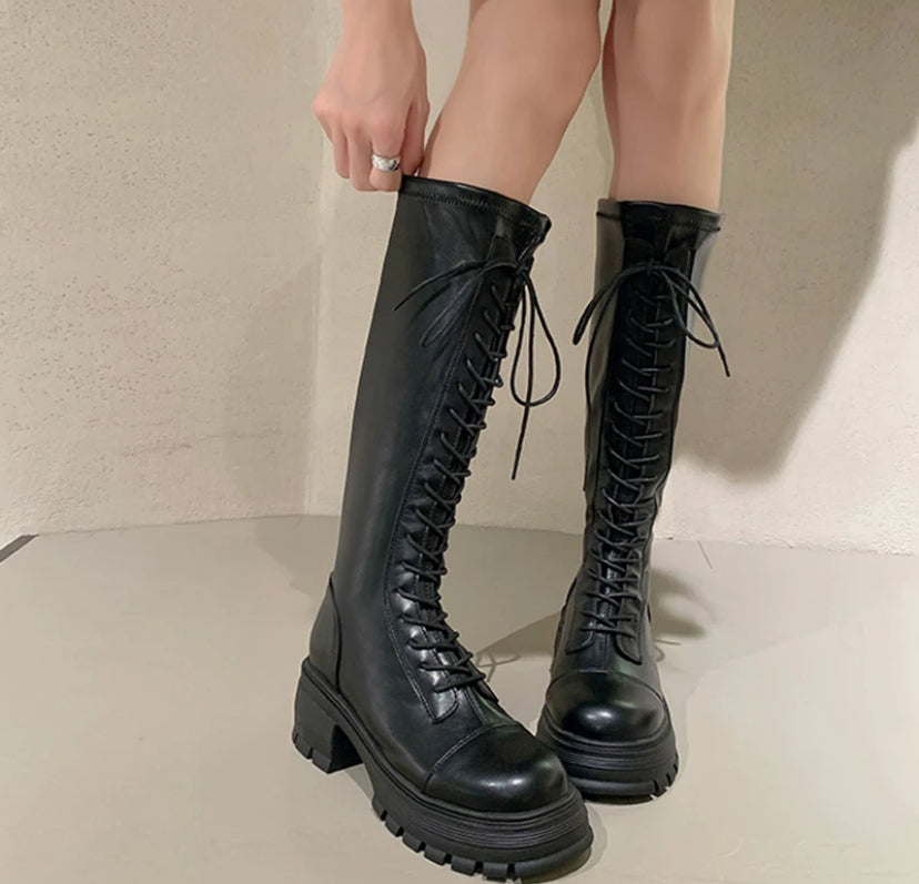 Brown, Black, White Boots