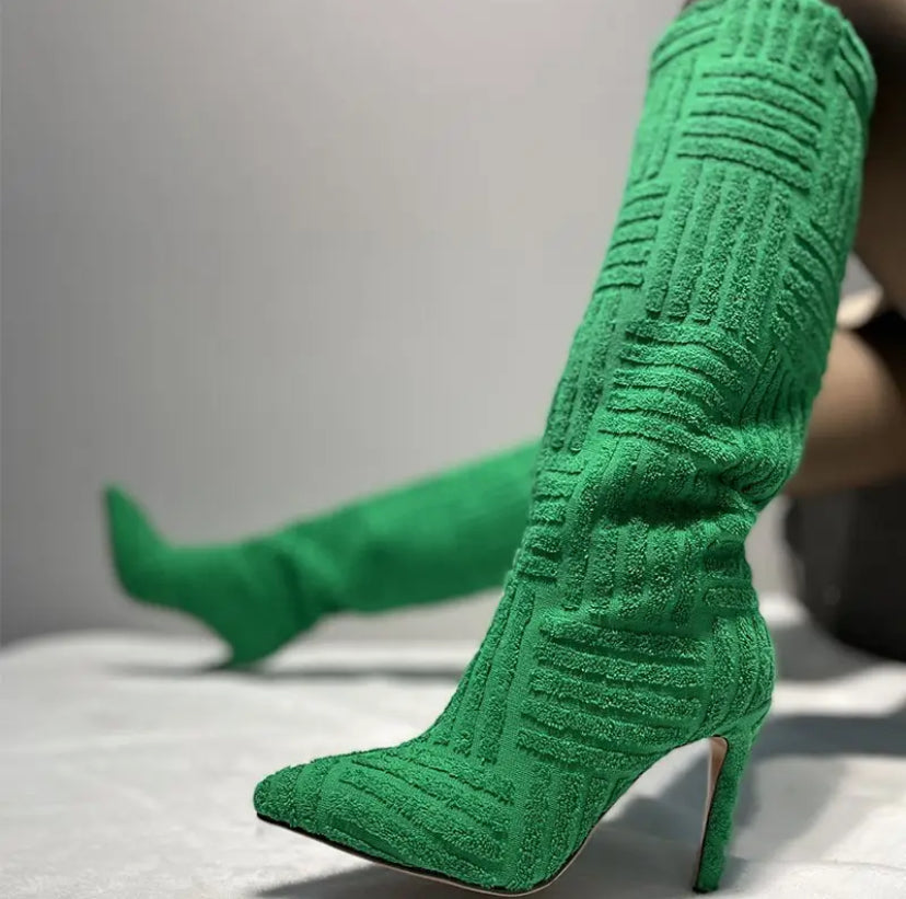 Heels Bright Boots Blue White Green Pink