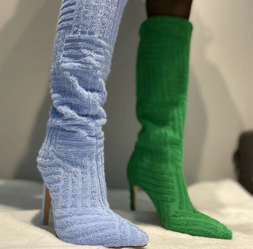Heels Bright Boots Blue White Green Pink