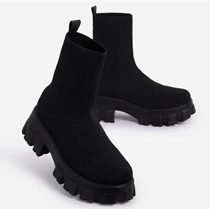 Comfortable Casual Boots Black Brown Cream White