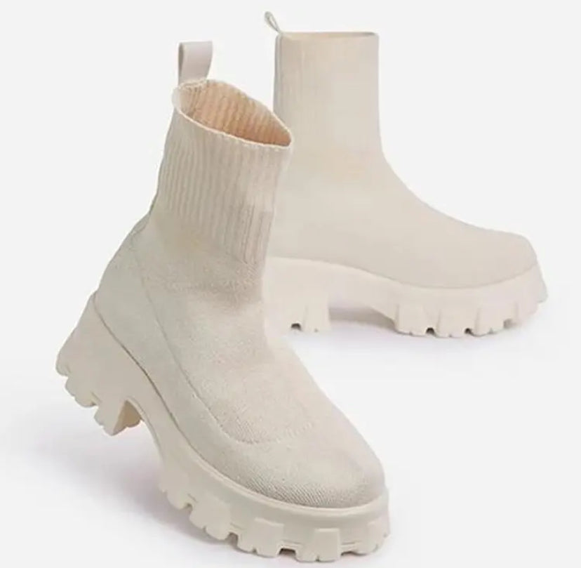 Comfortable Casual Boots Black Brown Cream White