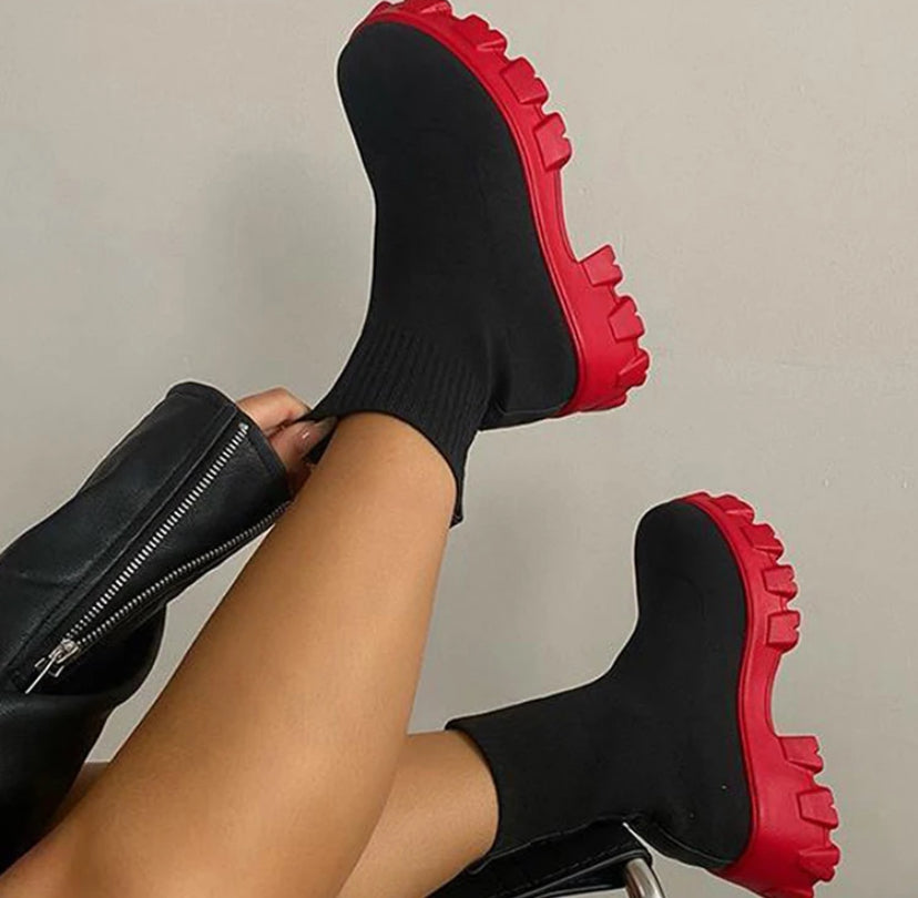 Comfortable Casual Boots Black Brown Cream White