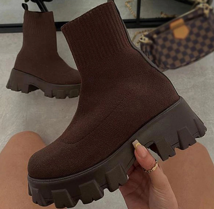 Comfortable Casual Boots Black Brown Cream White