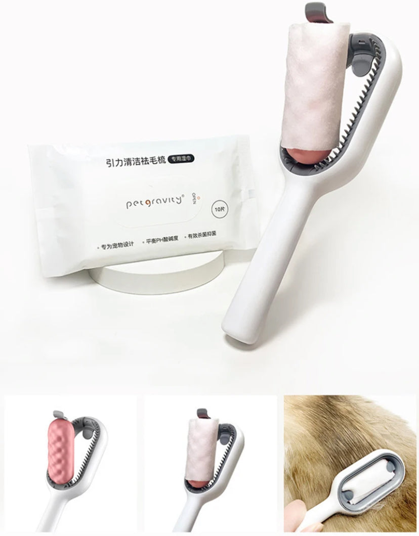Cat Dog Hair Removal Comb with Wipes Sticky