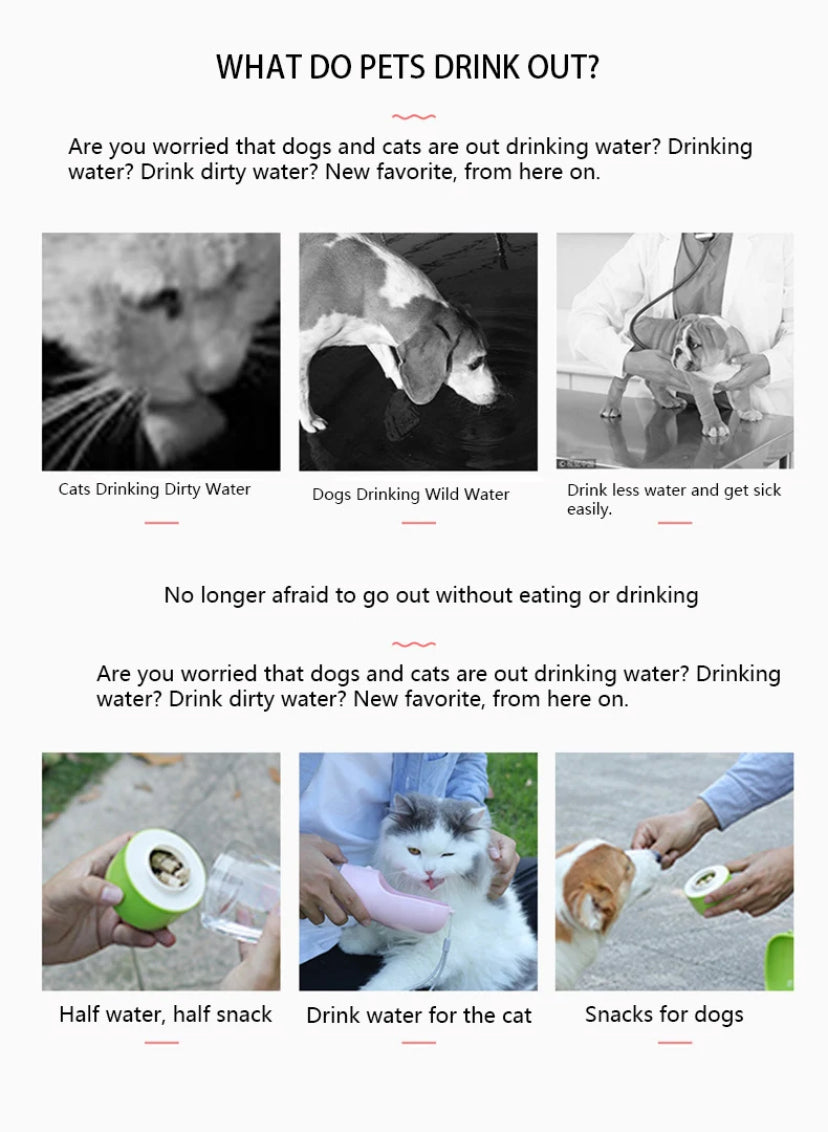 Portable Water Bottle For Small Large Dogs Cats Bowl Outdoor Walking Puppy Pet Travel