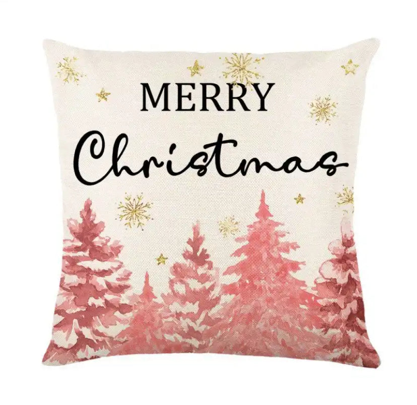Merry Christmas Pillow Cover 45x45cm Pink Style