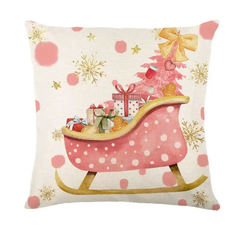 Merry Christmas Pillow Cover 45x45cm Pink Style