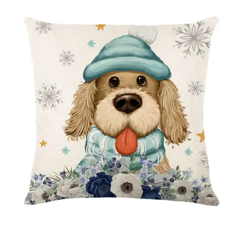Merry Christmas Pillow Cover 45x45cm Blue Snow Tree