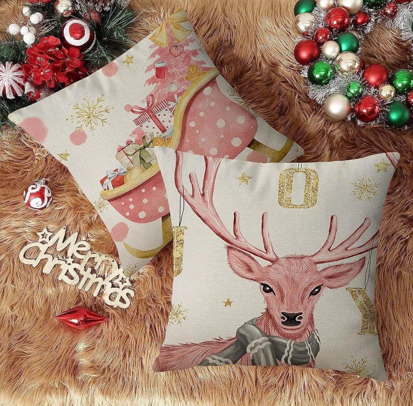 Merry Christmas Pillow Cover 45x45cm Pink Style