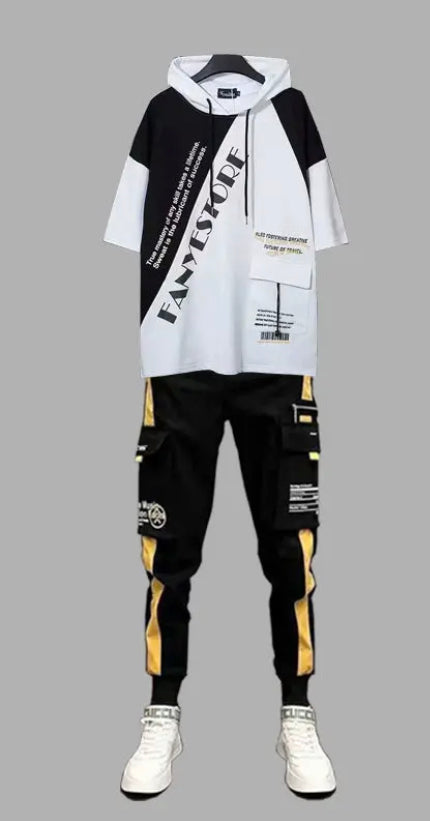 Men's Hooded T-shirt and Pants Set