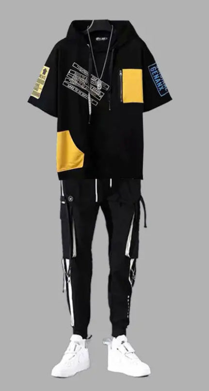 Men's Hooded T-shirt and Pants Set