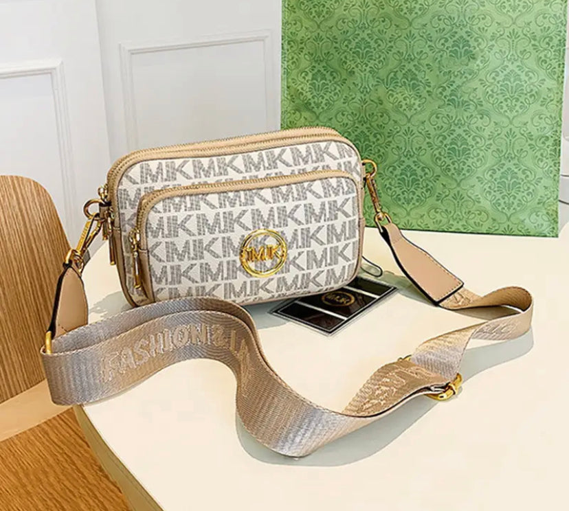 Letter Print Universal Women's Bag Brown and White