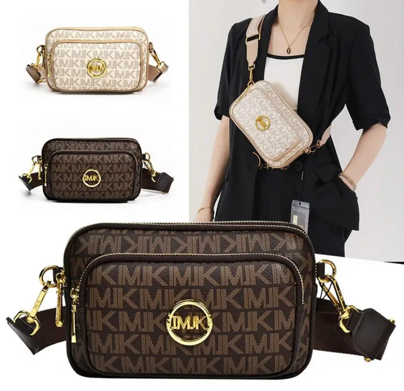 Letter Print Universal Women's Bag Brown and White