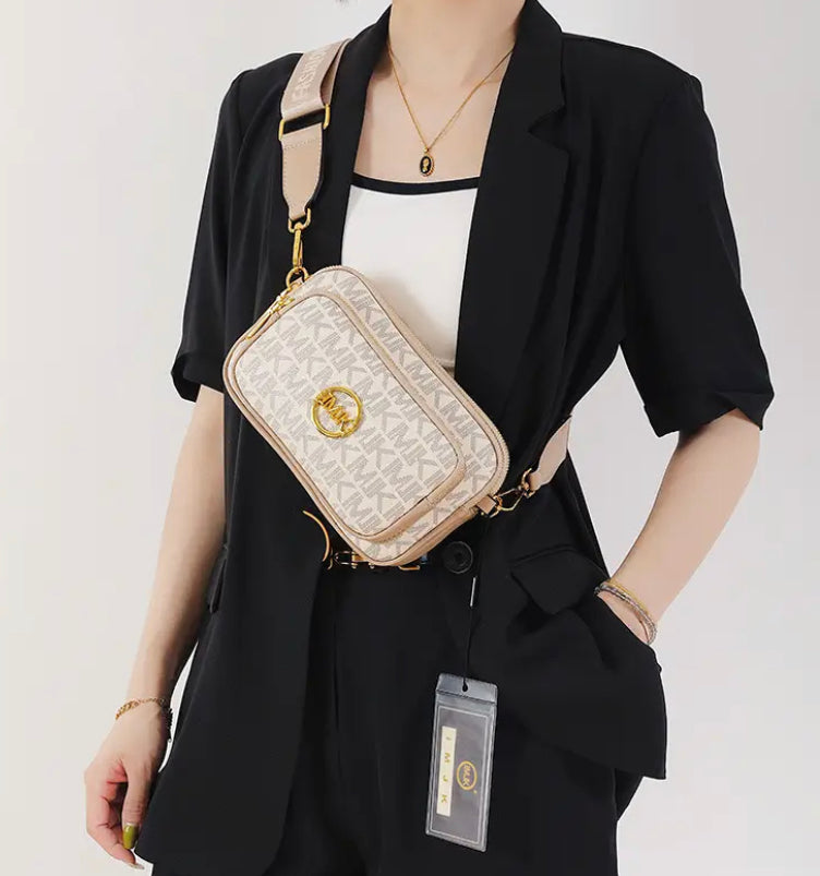 Letter Print Universal Women's Bag Brown and White