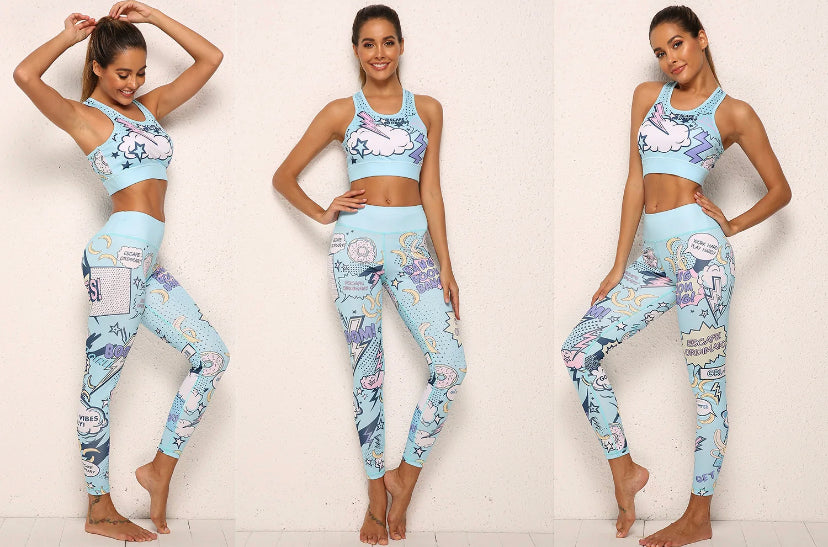Summer Women's Set Sport Pink Blue