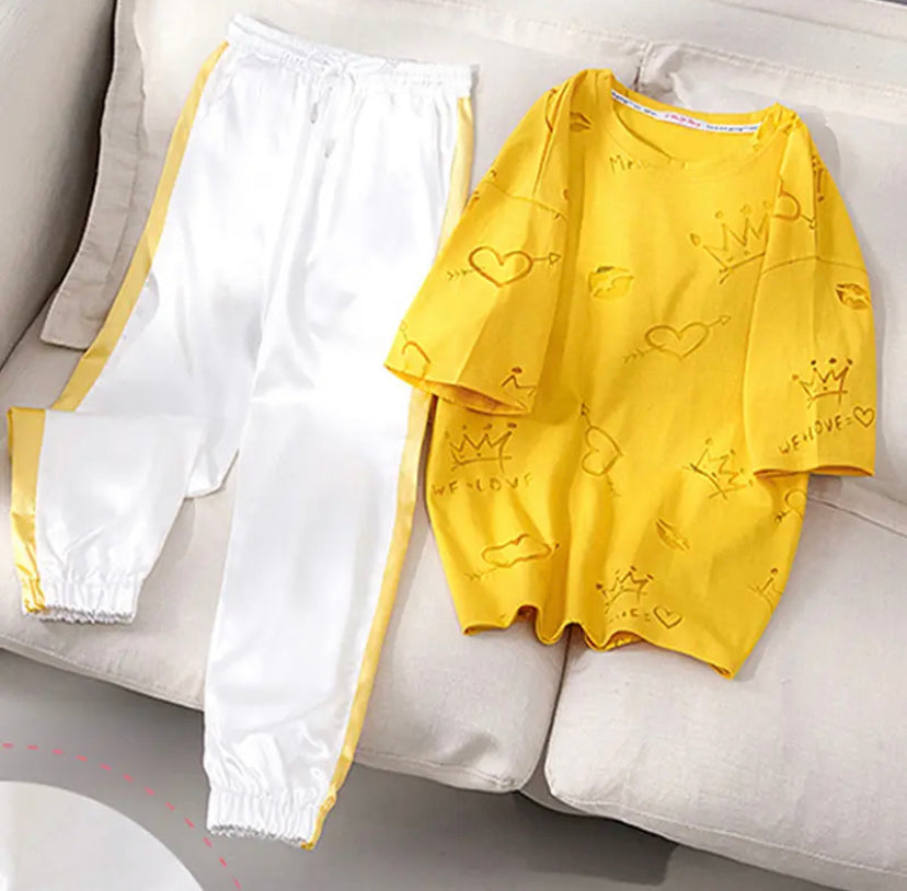 Yellow Pink Women's Set Suit
