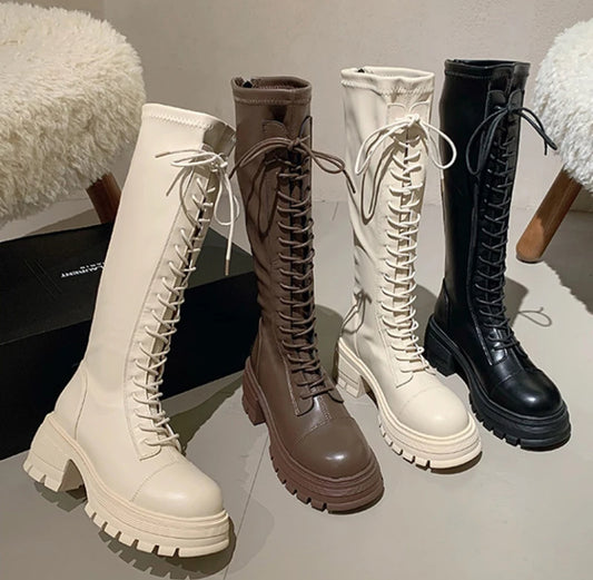Brown, Black, White Boots