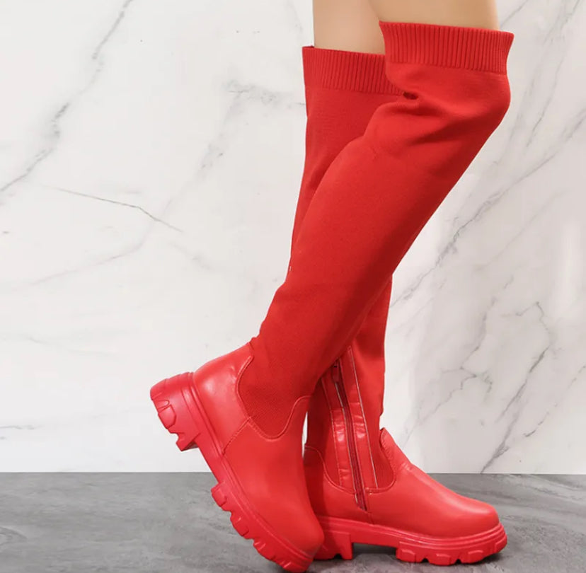 Red, Black and Cream Boots
